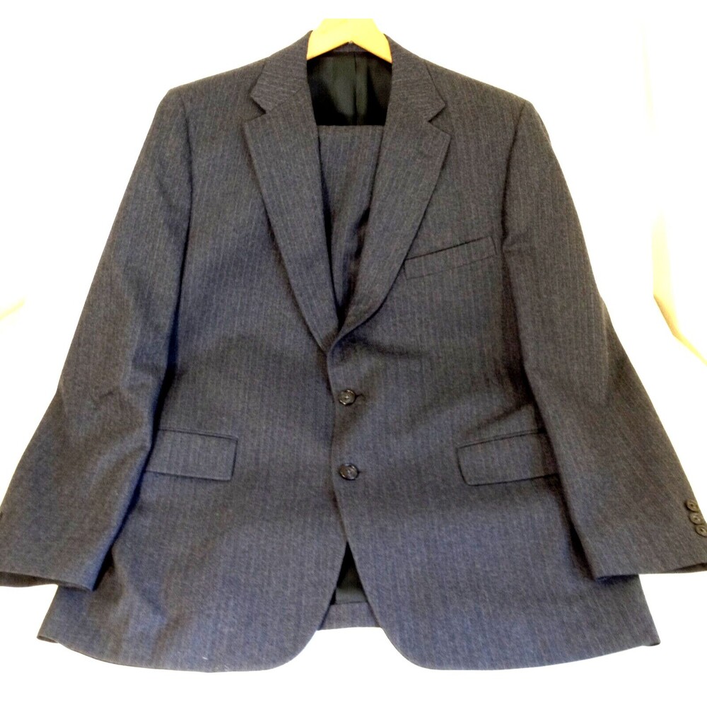 Vintage Deansgate Mens Gray blue Suit Jacket and 36X28 Pants About 42-44 R